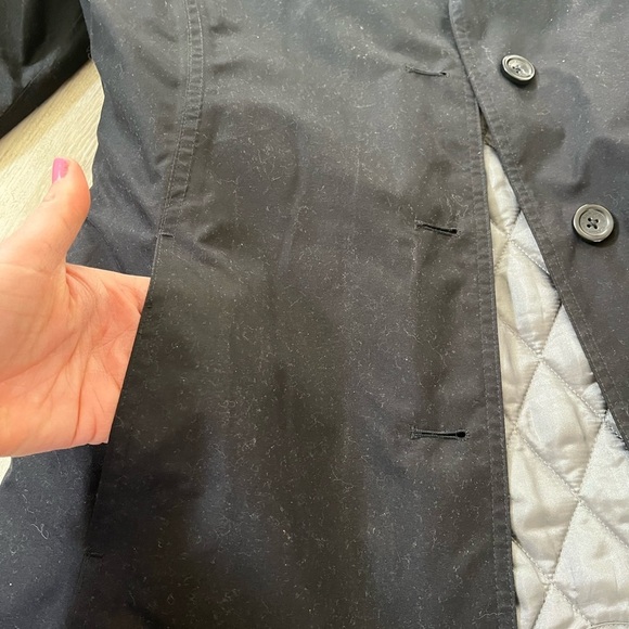 Lands End Classic Black Trench Coat Small - Picture 6 of 10